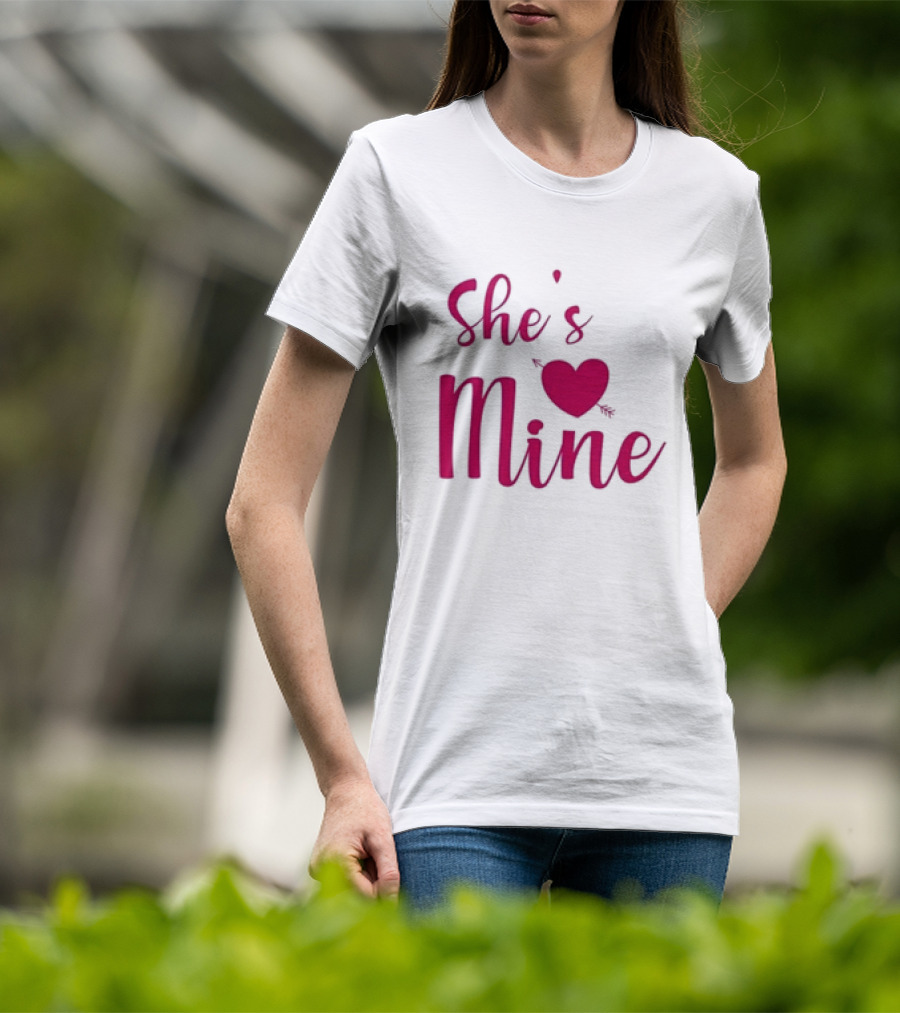 Valentine's Day She's Mine Heart With Arrow T-Shirt