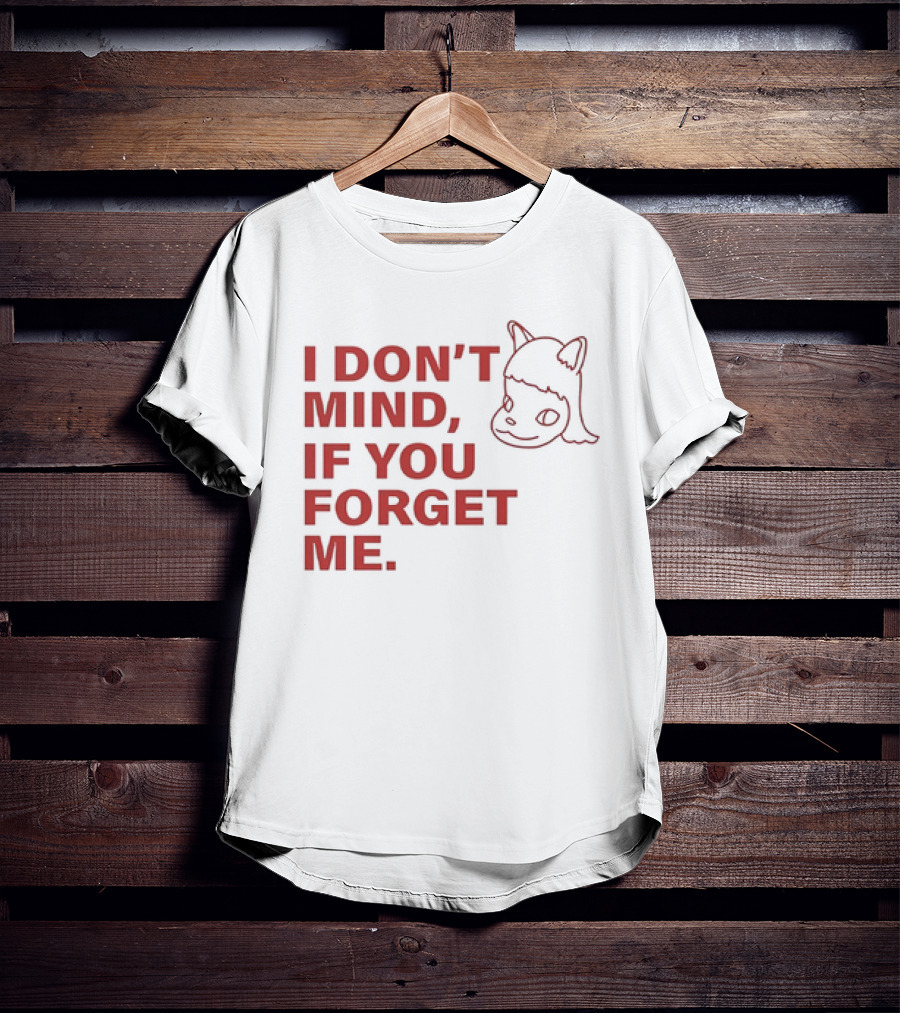 Yoshitomo Nara I Don’t Mind If You Forget Me Red Text With Character Drawing T-Shirt