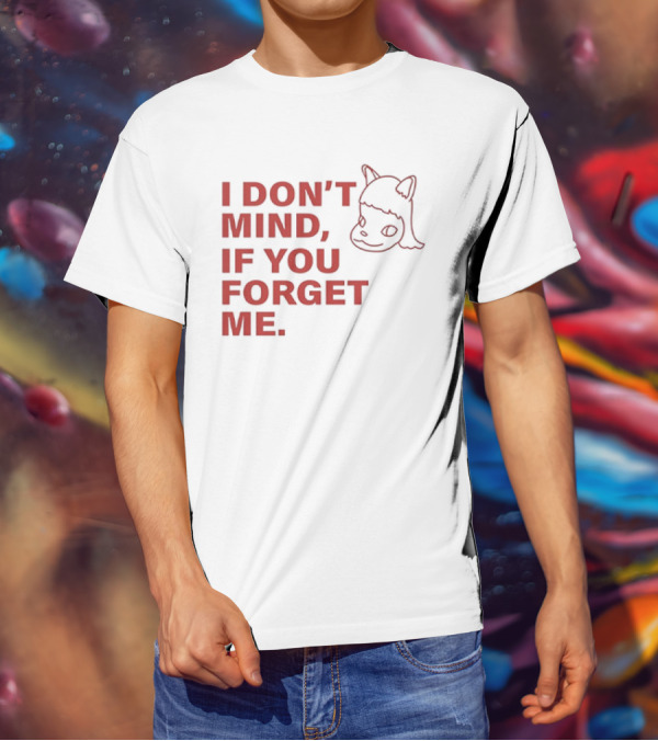 Yoshitomo Nara I Don’t Mind If You Forget Me Red Text With Character Drawing T-Shirt