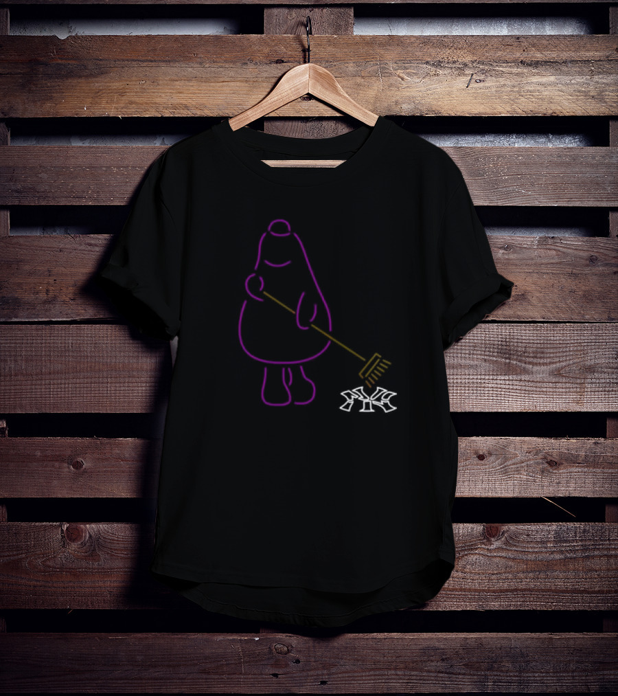 Grimace Purple Neon Mascot With Broom New York Yankees Logo LFGM T-Shirt