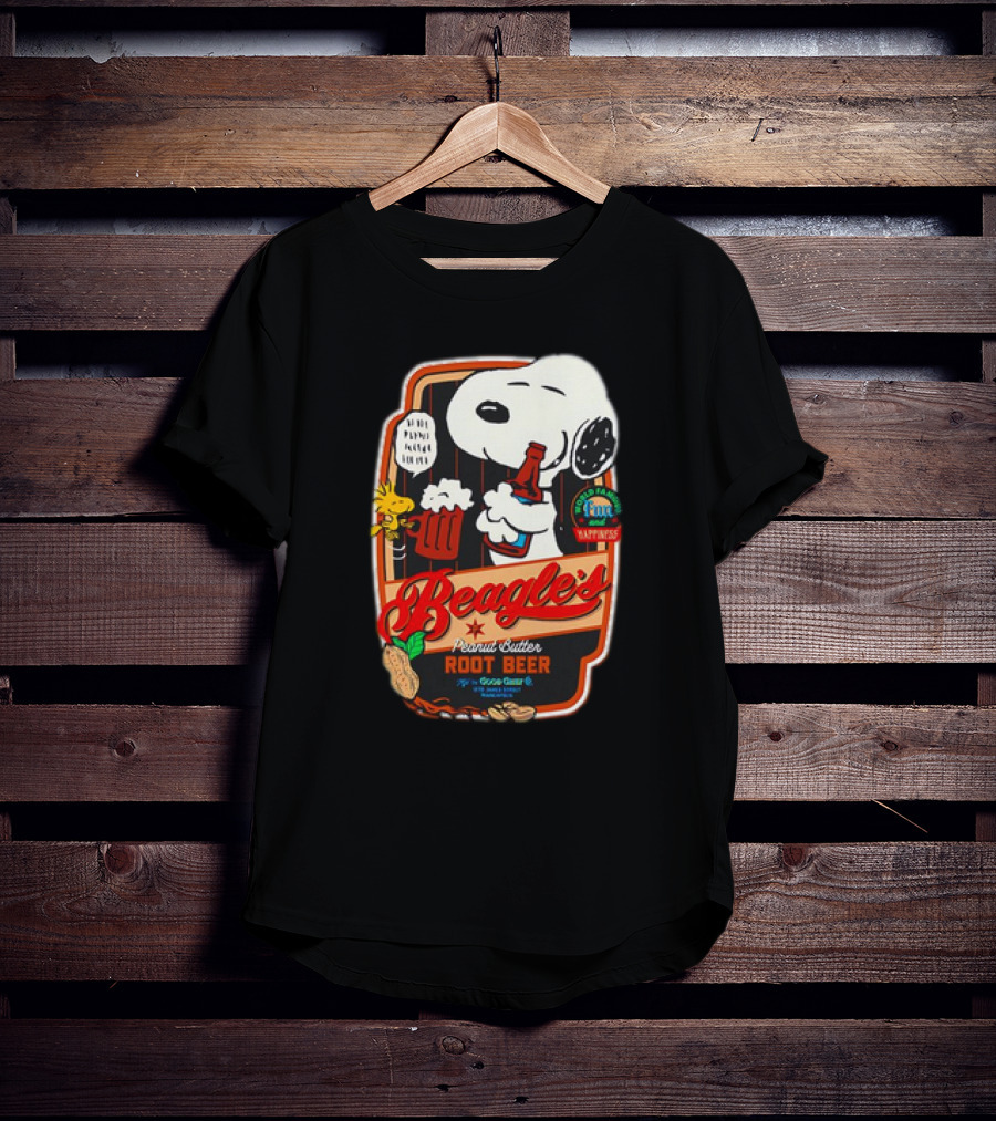 Snoopy And Woodstock Beagle's Peanut Butter Root Beer Good Grief Co Happiness T-Shirt