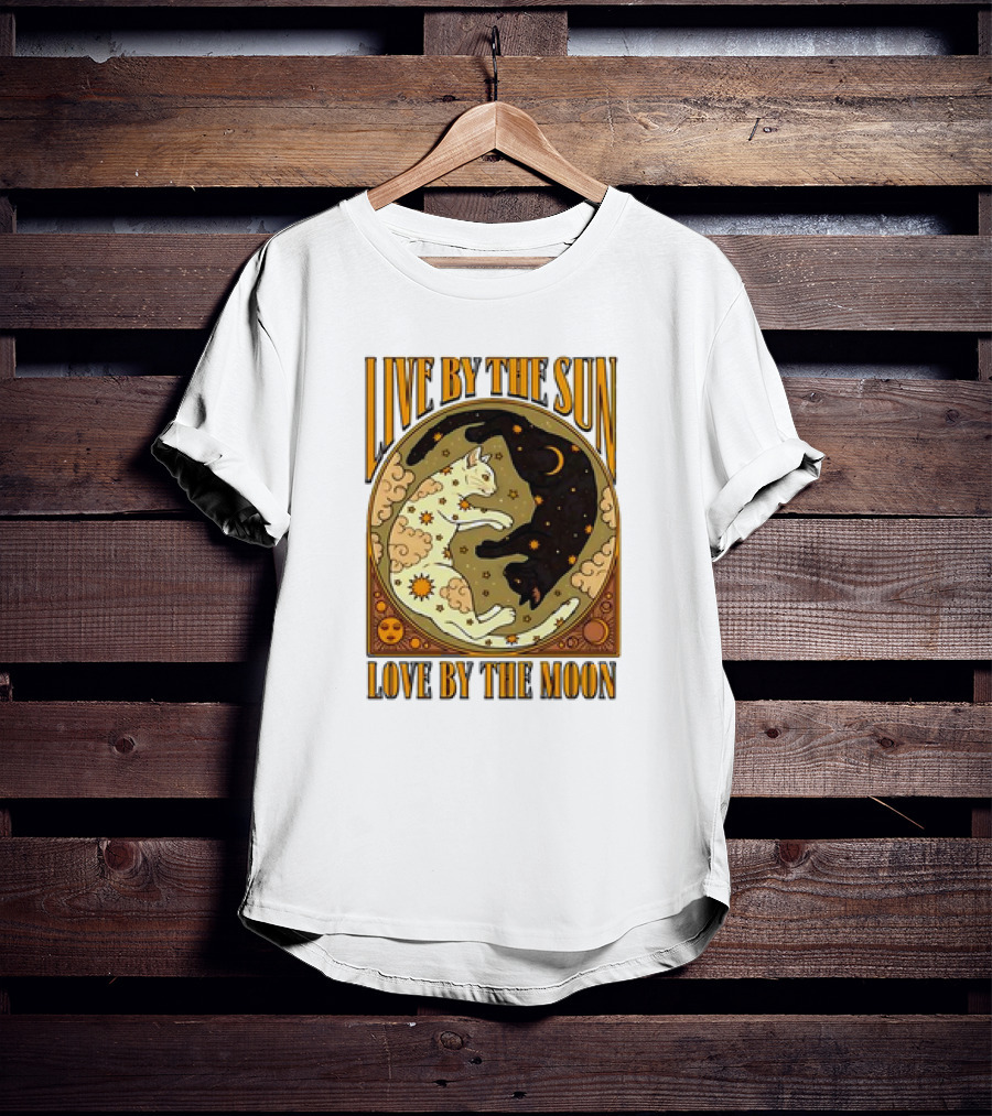 Live By The Sun Love By The Moon Retro Cats T-Shirt