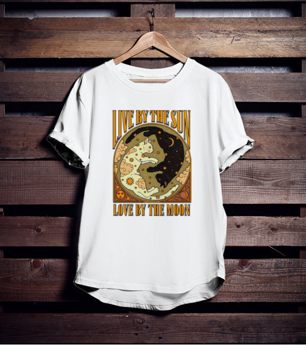 Live By The Sun Love By The Moon Retro Cats T-Shirt