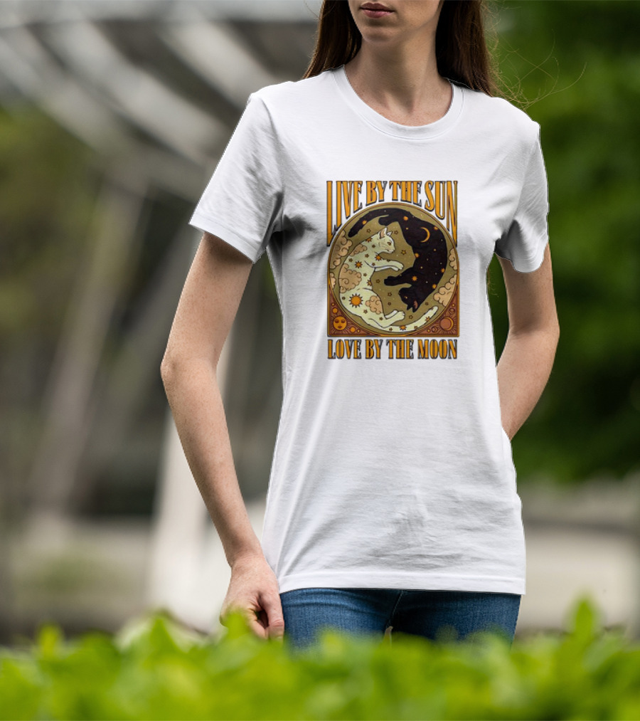 Live By The Sun Love By The Moon Retro Cats T-Shirt