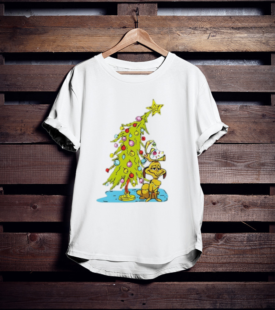 Christmas With Max Dog And Whoville Tree With Lights T-Shirt
