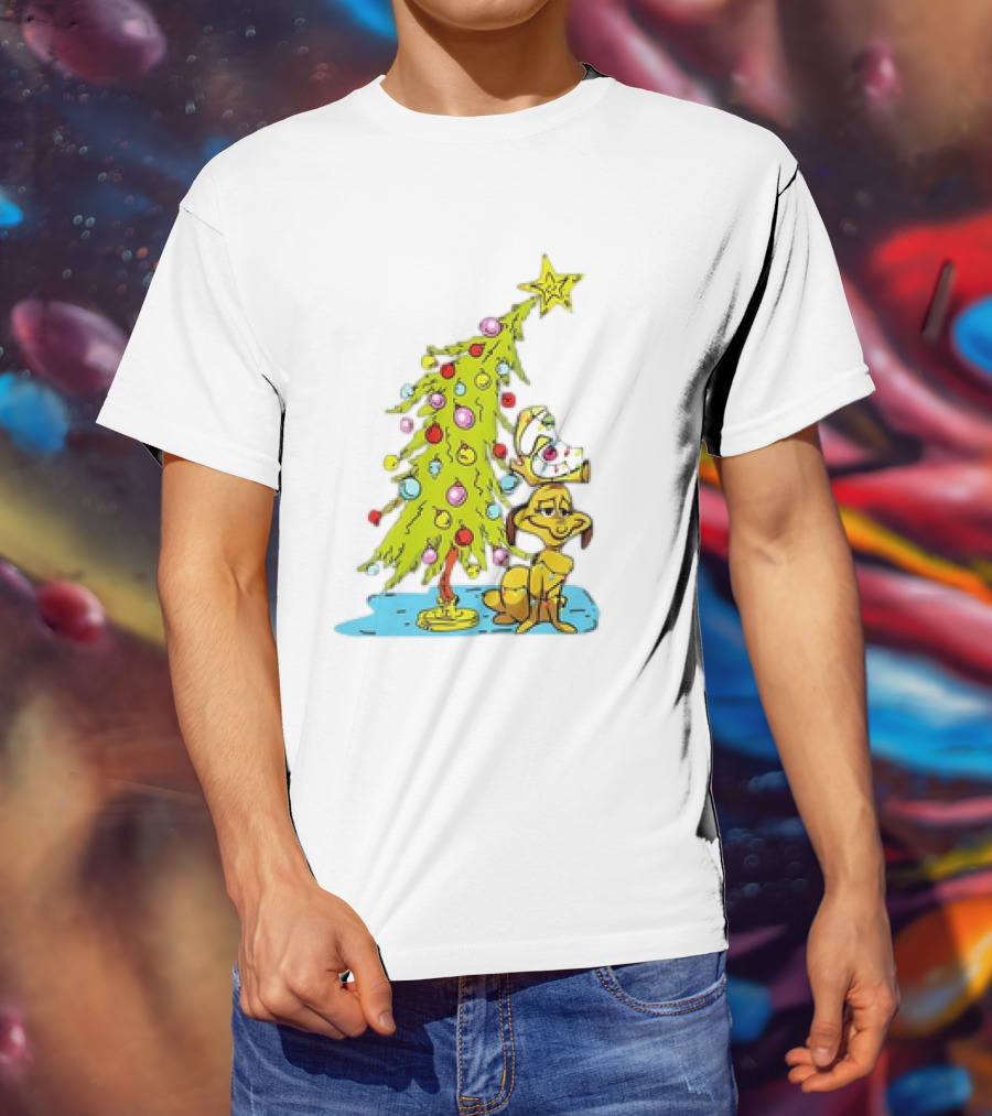 Christmas With Max Dog And Whoville Tree With Lights T-Shirt