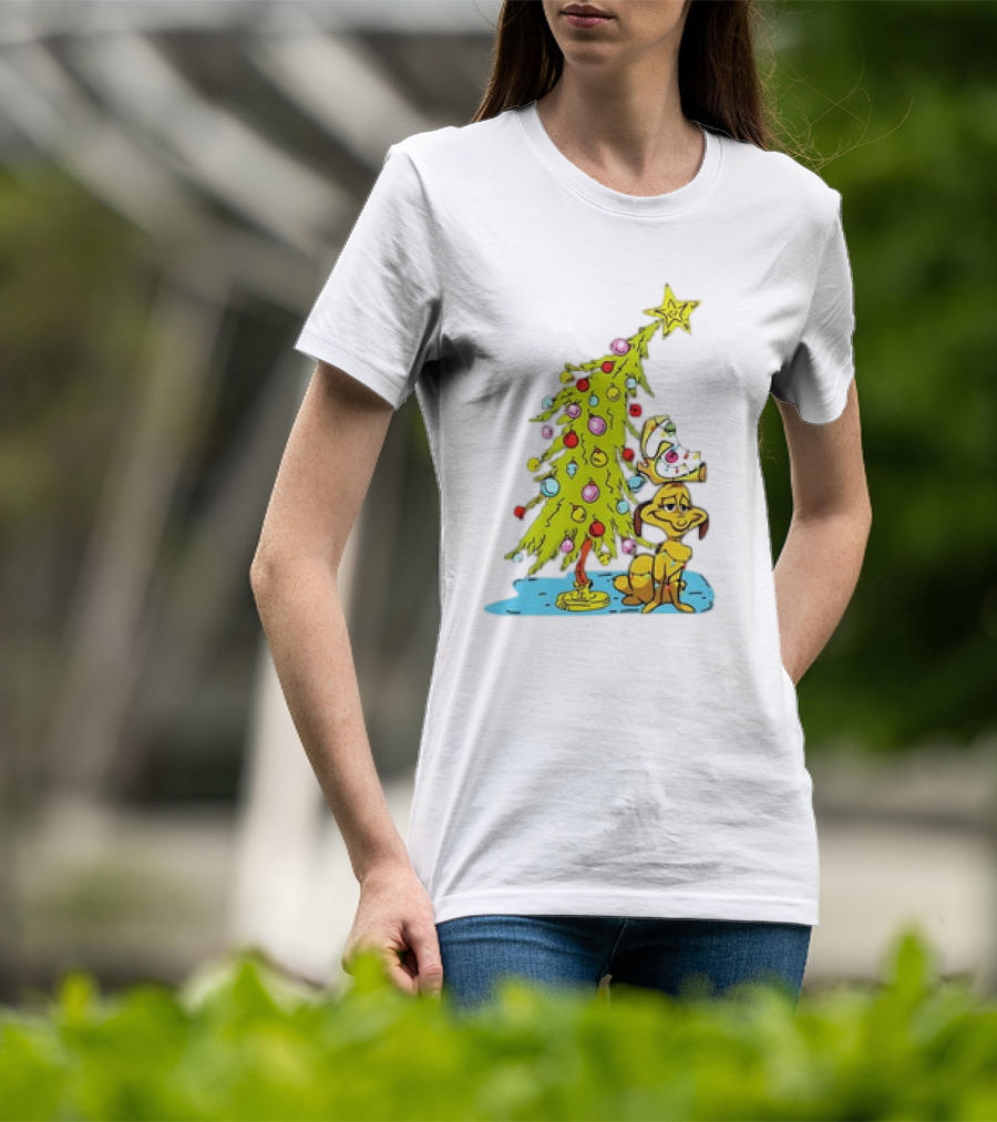 Christmas With Max Dog And Whoville Tree With Lights T-Shirt