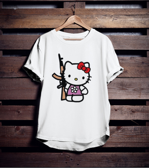 Hello Kitty With AK-47 Cute T-Shirt