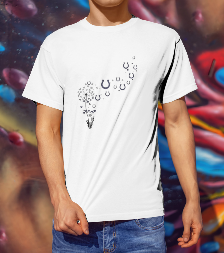 Indianapolis Colts Floral Dandelion Horseshoe T-Shirt