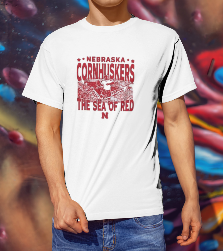 Nebraska Cornhuskers The Sea Of Red Stadium Scene T-Shirt