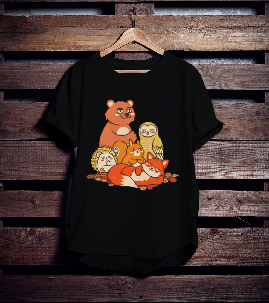 Animals X The Breakfast Club Autumn Edition With Hedgehog, Bear, Owl, Fox, Squirrel T-Shirt