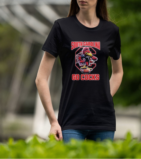 South Carolina Gamecocks Go Cocks Mascot Football T-Shirt