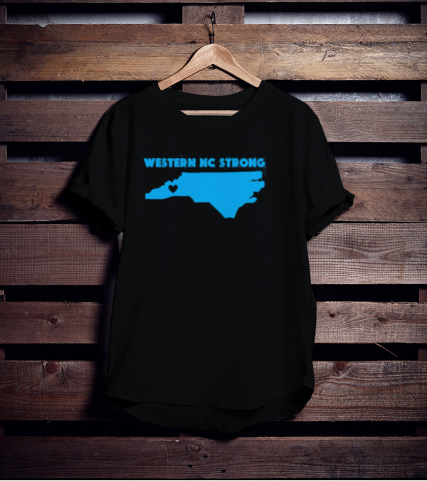 Western NC Strong Heart North Carolina Map T-Shirt