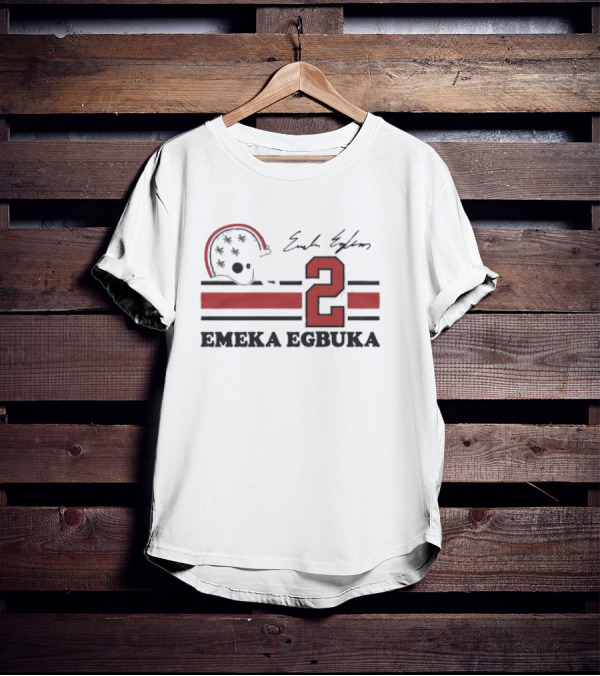 Ohio State Emeka Egbuka #2 Signature Jersey With Helmet And Stripes T-Shirt
