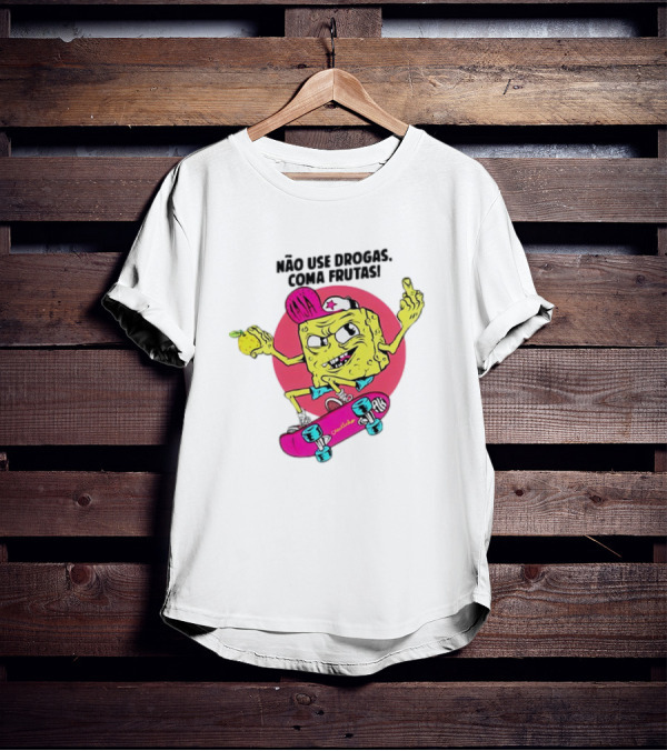 Venom Não Use Drogas Coma Frutas Skateboarding Cartoon Roswell New Mexico 1947 UFO Beam T-Shirt