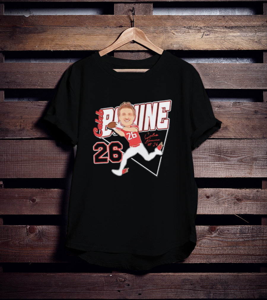 Caleb Bonine #26 Caricature Louisiana Ragin’ Cajuns Player Football T-Shirt