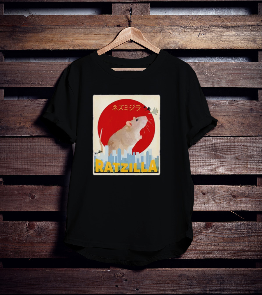 Ratzilla Japanese Anime Retro Cute Rat Mouse Cityscape Iconic T-Shirt