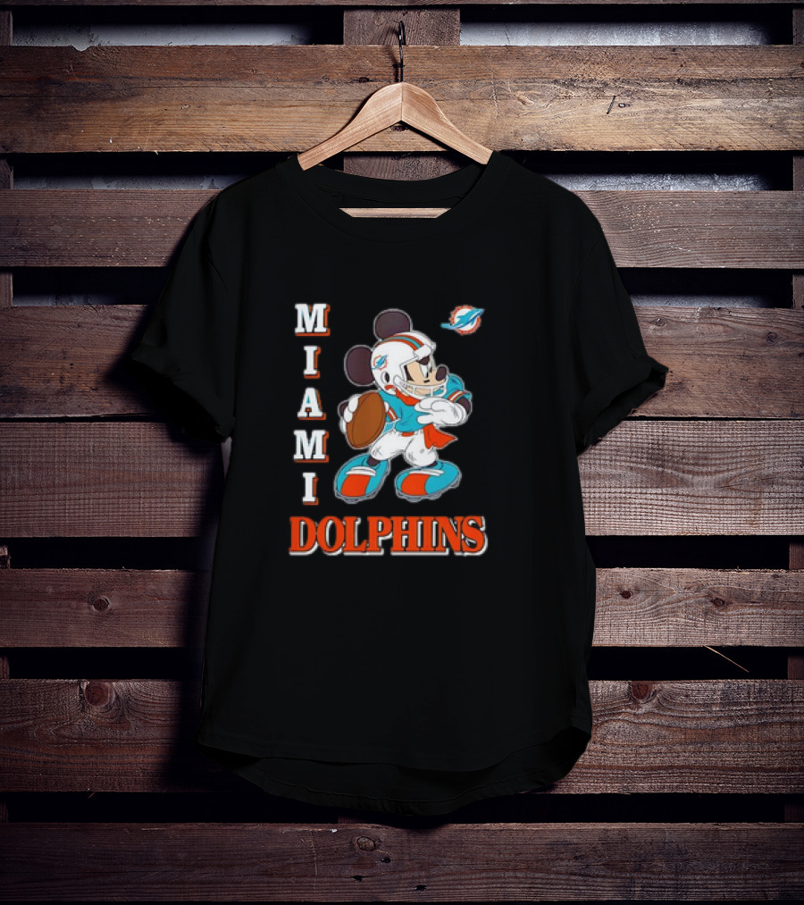 Mickey Mouse Miami Dolphins Football T-Shirt