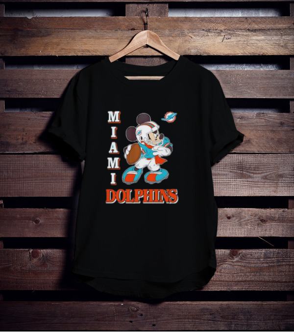 Mickey Mouse Miami Dolphins Football T-Shirt