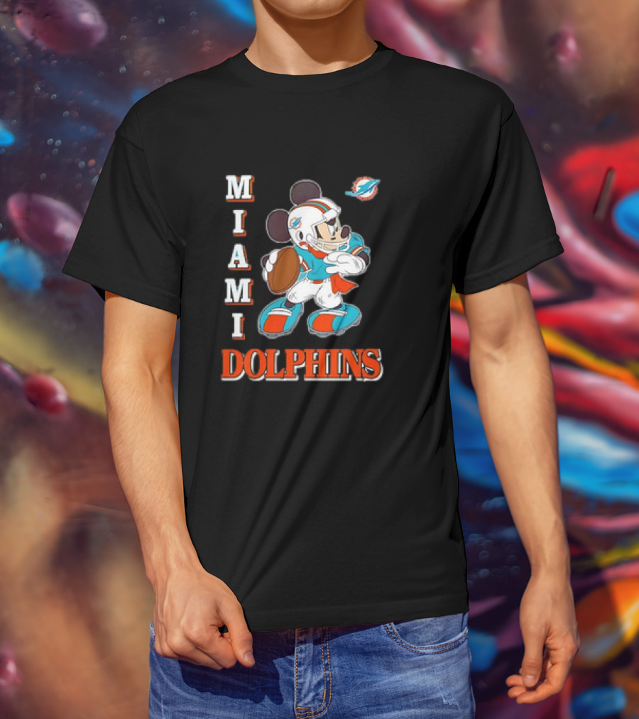 Mickey Mouse Miami Dolphins Football T-Shirt