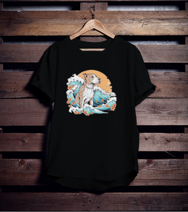 Summer Retro Pitbull Mom Dog Mama Beach Vibes Dog Wave T-Shirt