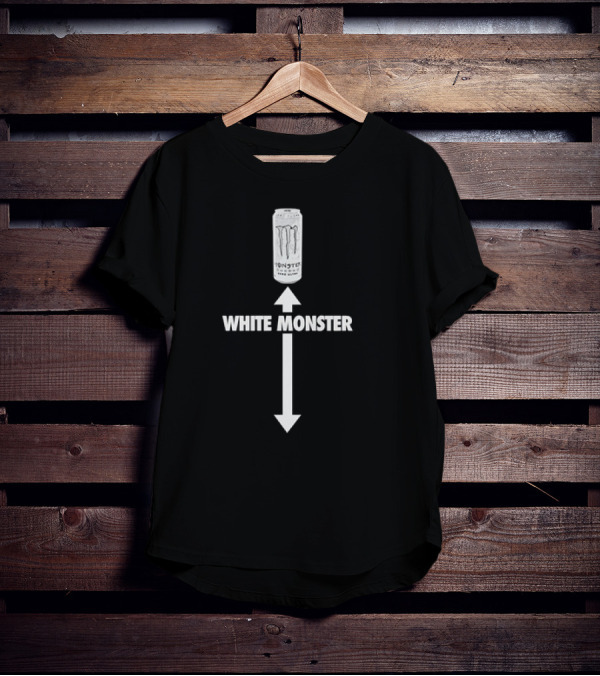 White Monster Energy Drink Can With Arrow Direction T-Shirt
