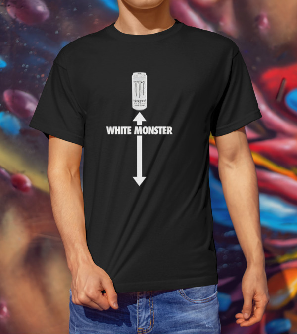 White Monster Energy Drink Can With Arrow Direction T-Shirt