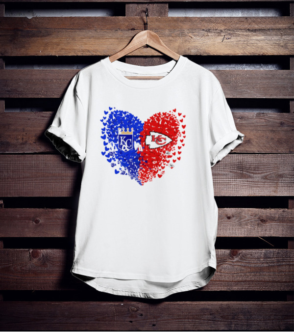 Heart Kansas City Royals KC And Kansas City Chiefs KC T-Shirt