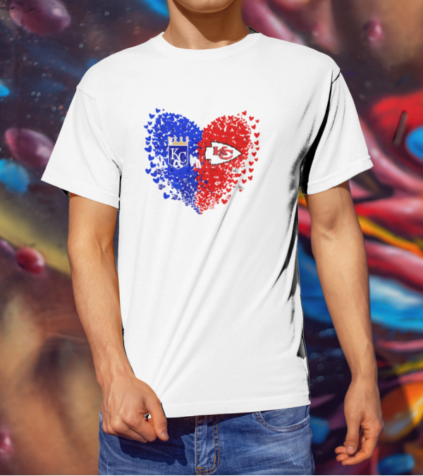 Heart Kansas City Royals KC And Kansas City Chiefs KC T-Shirt