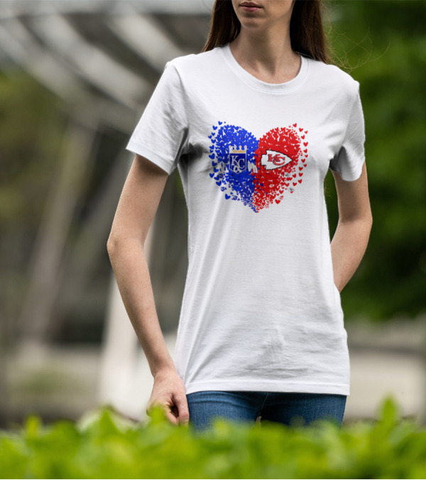 Heart Kansas City Royals KC And Kansas City Chiefs KC T-Shirt