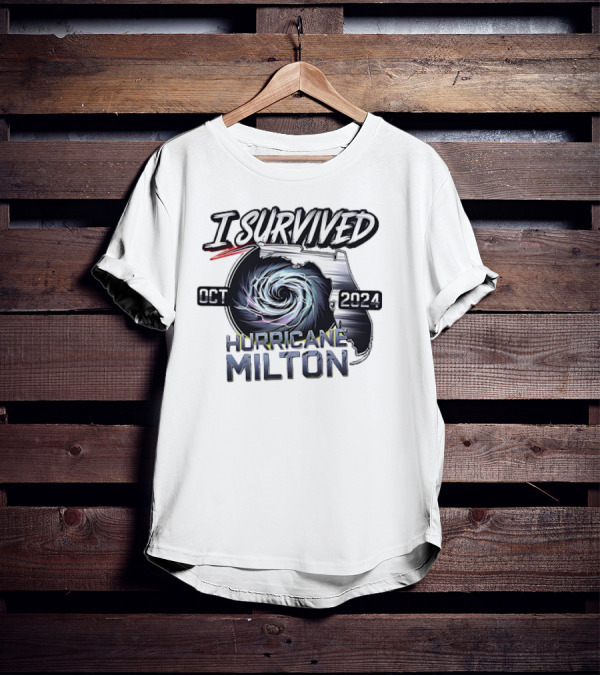 I Survived Hurricane Milton Florida Map Swirl Oct T-Shirt