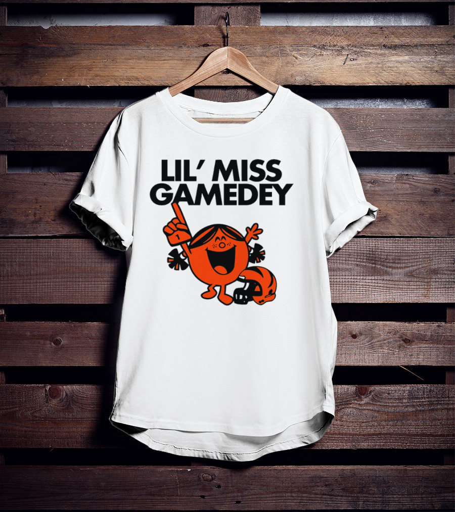 Lil Miss Gamedey Cincinnati Bengals Football Fandom Icon With Cheerful Character And Helmet T-Shirt