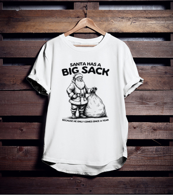 Santa Has A Big Sack Because He Only Comes Once A Year T-Shirt