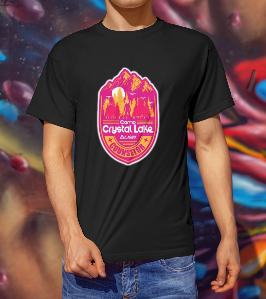 Camp Crystal Lake Counselor Est 1980 Vintage Badge T-Shirt