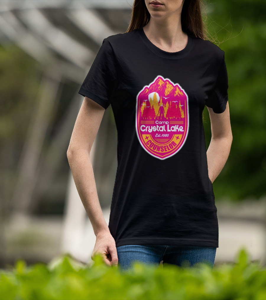 Camp Crystal Lake Counselor Est 1980 Vintage Badge T-Shirt