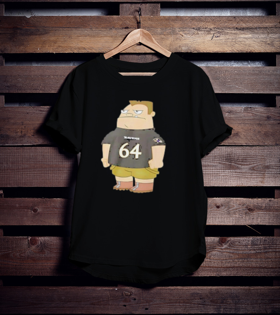 Ravens Tyler Linderbaum 64 Buford Van Stomm Character Sports Jersey T-Shirt