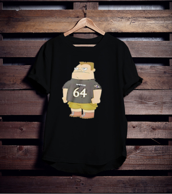 Ravens Tyler Linderbaum 64 Buford Van Stomm Character Sports Jersey T-Shirt