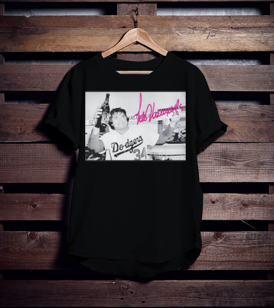 Dodgers Fernando Valenzuela Vintage Photo With Signature Baseball T-Shirt