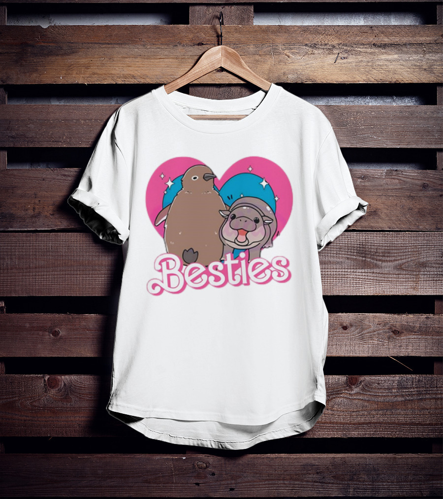 Best Friends Moo Deng Pesto Friendship Barbie Besties Heart T-Shirt