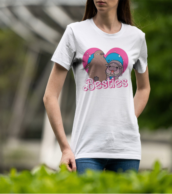 Best Friends Moo Deng Pesto Friendship Barbie Besties Heart T-Shirt