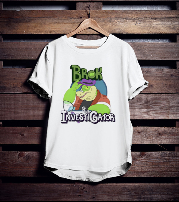 Brok The Investigator Gator Detective With Magnifying Glass And Purple Hat T-Shirt