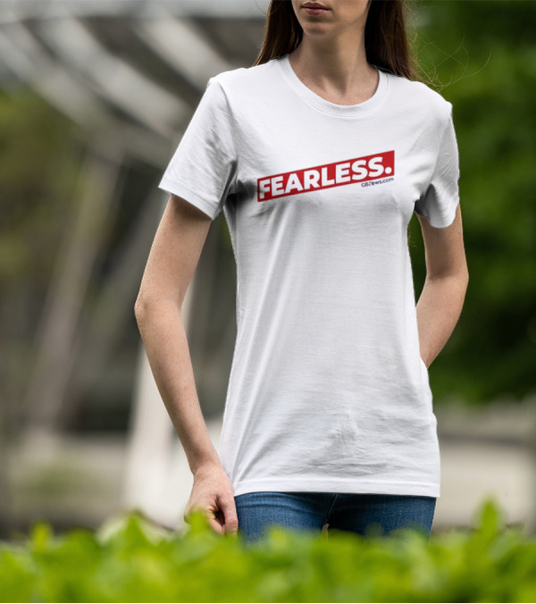Fearless GBnews.com Bold Red Text T-Shirt