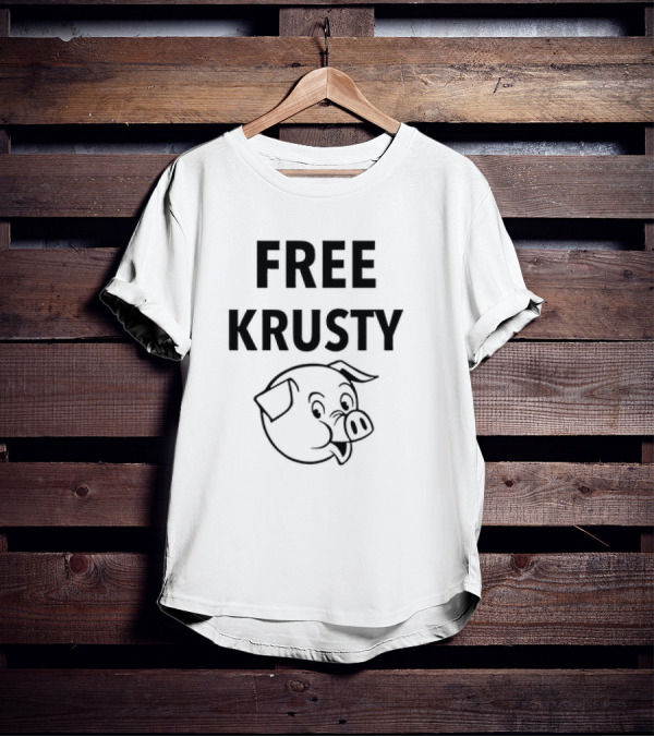 Free Krusty Pig Expressive Cartoon Head Drawing T-Shirt