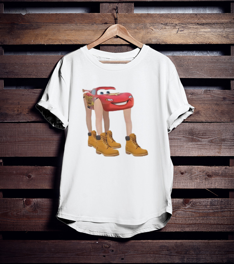 Lightning McQueen With Legs Cartoon Boots T-Shirt