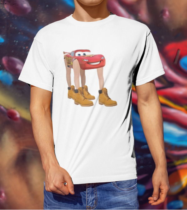 Lightning McQueen With Legs Cartoon Boots T-Shirt