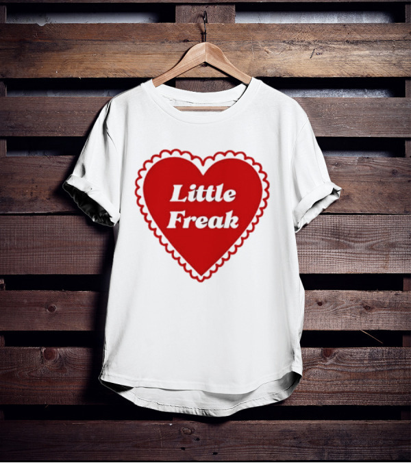 Little Freak Heart Red Scalloped Text T-Shirt