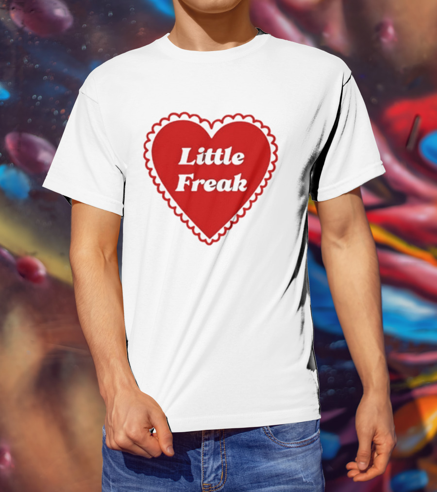 Little Freak Heart Red Scalloped Text T-Shirt