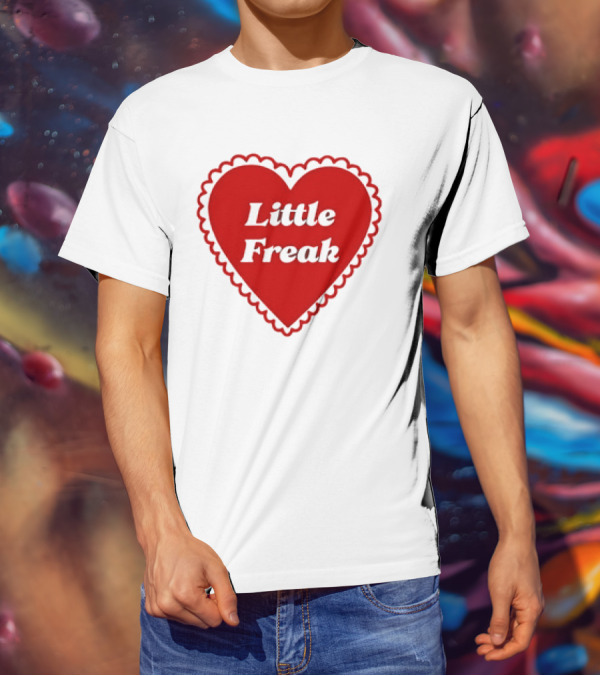 Little Freak Heart Red Scalloped Text T-Shirt