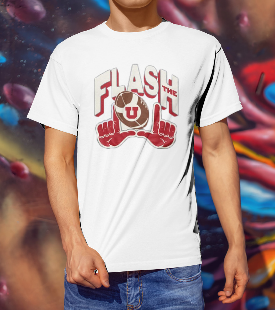 Utah Utes Flash The U Football Logo With Red Hand Gesture T-Shirt