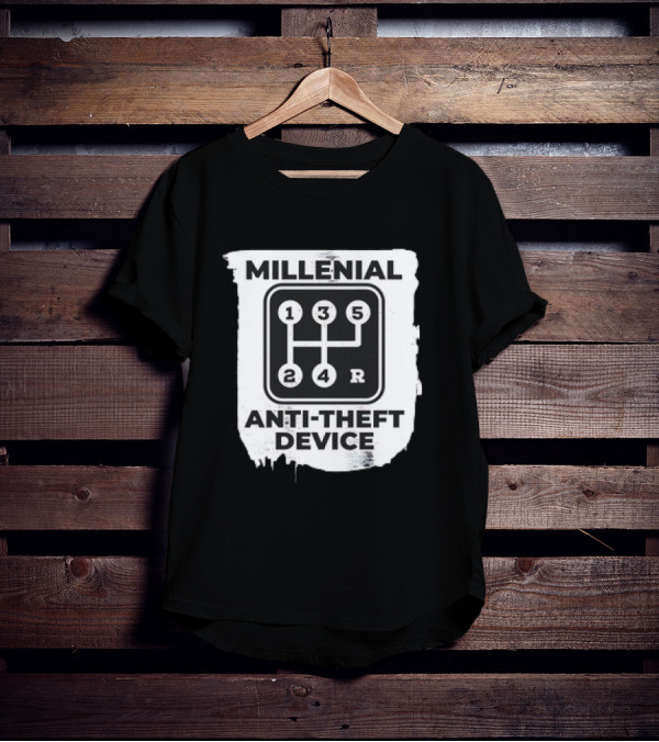 Millenial Anti-Theft Device Manual Gear Shift T-Shirt